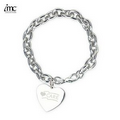 Linx Silver Tone Finish Link Bracelet w/ Heart Charm